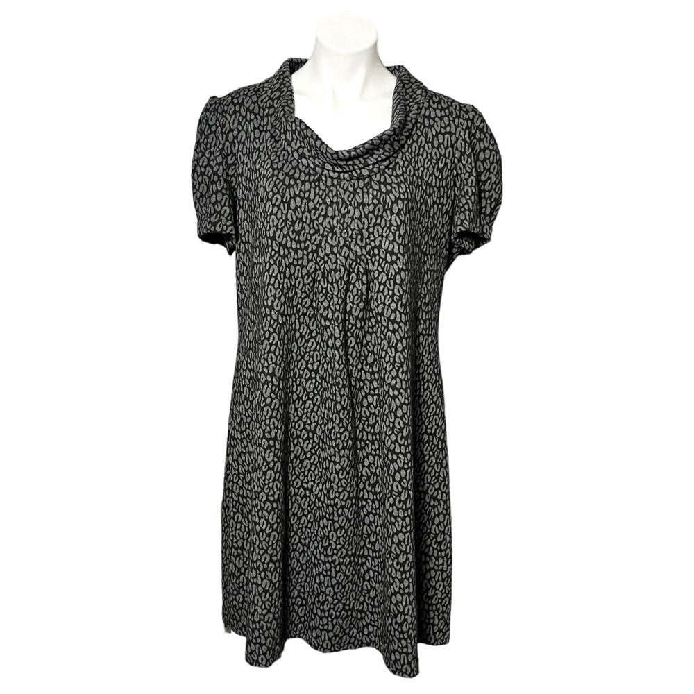 New Directions Leopard Print Cowl Neck Dress Size 18 Black/Gray